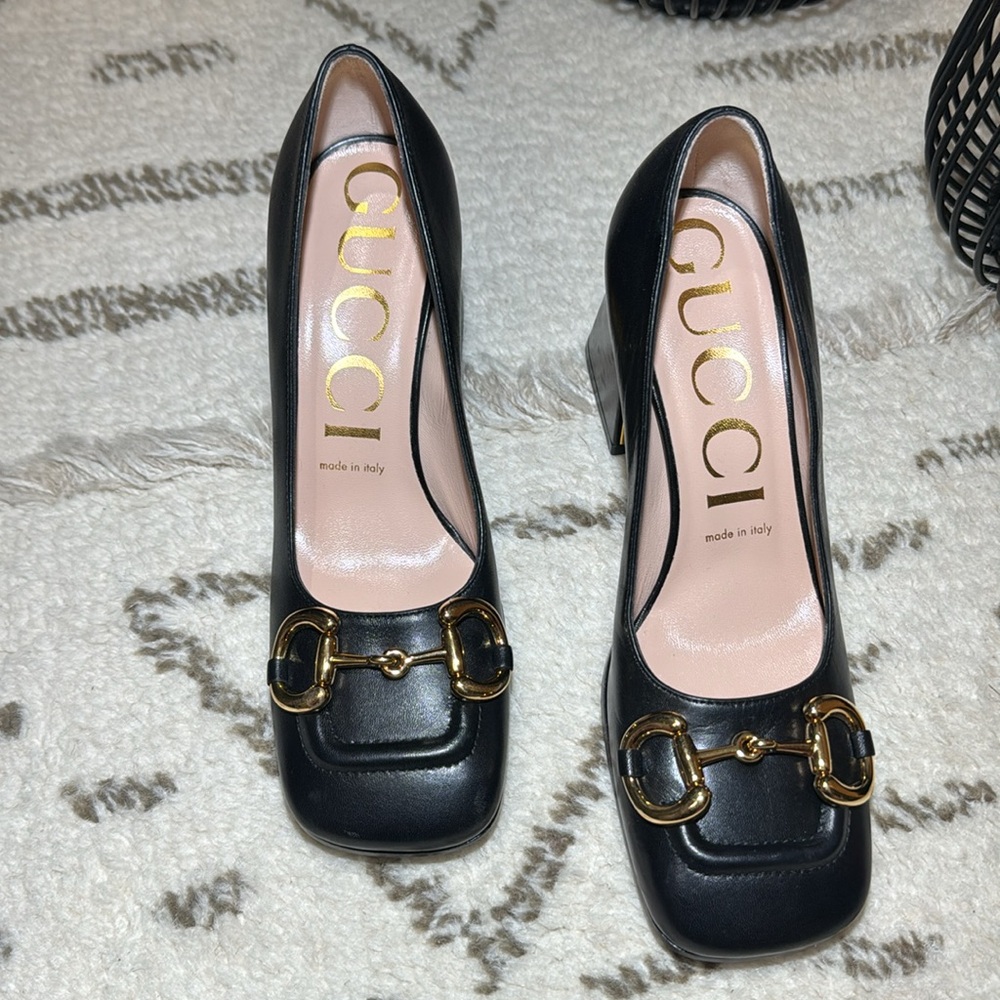 Gucci Baby Flared Block Heel Pumps